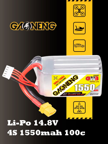 Аккумулятор Li-po Gaoneng GNB 1550mah 4S1P 14.8V 100C 35x34x73mm XT60