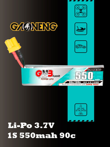 Аккумулятор Li-po Gaoneng GNB 550mah 1S1P 3.7V 90C XT30 6x18x66mm
