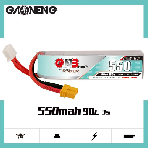 Аккумулятор Li-po Gaoneng GNB 550mah 3S1P 11.1V 90C 18x18x72mm LONG TYPE
