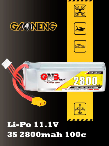 Аккумулятор Li-po Gaoneng GNB 2800mah 3S1P 11.1V 100C 29x34x107mm XT60