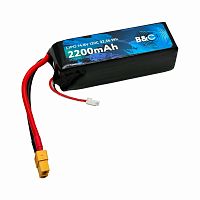 Аккумулятор LiPo B&C 2200 MAH 14.8v (4s) 120C, XT60, Soft case