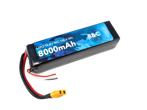 Аккумулятор LiPo B&C - 14.8v 8000mAh 90C (4S, Softcase, разъём XT-60)
