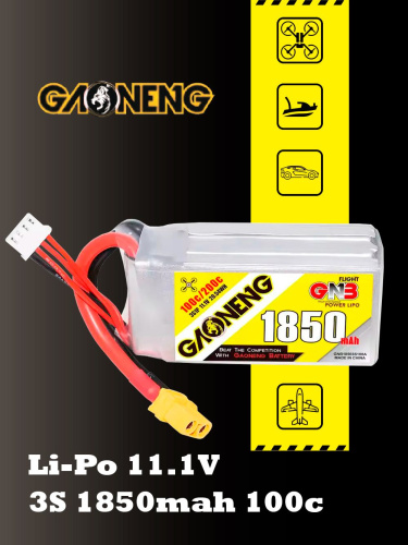 Аккумулятор Li-po GNB 1850mah 3S1P 11.1V 100C 29x34x75mm XT60