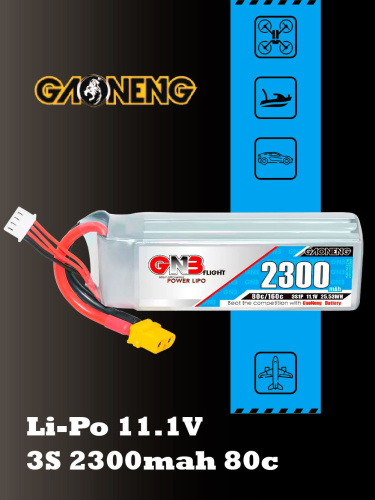 Аккумулятор Li-po Gaoneng GNB 2300mah 3S1P 11.1V 80C 27x34x107mm XT60