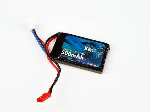 Аккумулятор LiPo B&C - 7.4v 500мАч 20C (2S, Softcase, разъём JST)