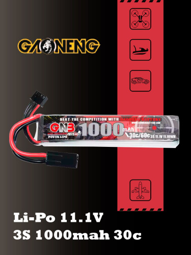 Аккумулятор для страйкбола Li-po Gaoneng GNB 1000MAH 3S1P 11.1V 30C 16.5x20.5x102mm Mini Tamiya