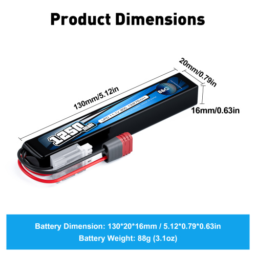 Аккумулятор для страйкбола Li-po B&C 1250 MAH 11.1V (3s) 30C, T-plug, Soft case фото 2