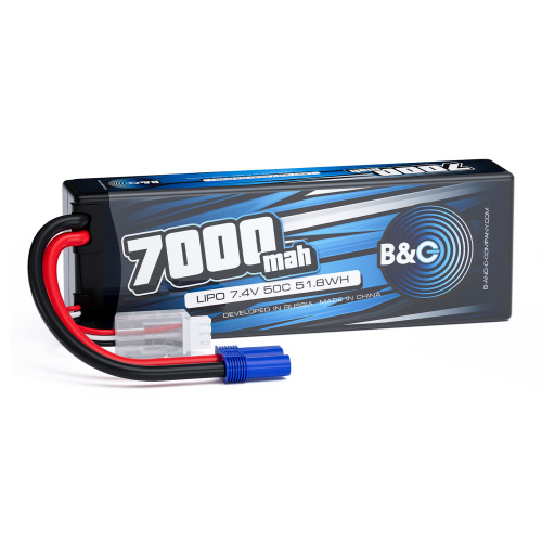Аккумулятор Li-po B&C 7000 MAH 7.4v (2s), 50C, EC5, Hardcase