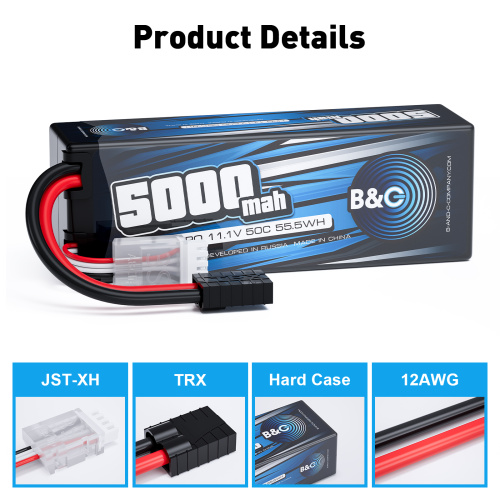 Аккумулятор Li-po B&C 5000 MAH 11.1V (3s) 50C, TRX, Hard case фото 3