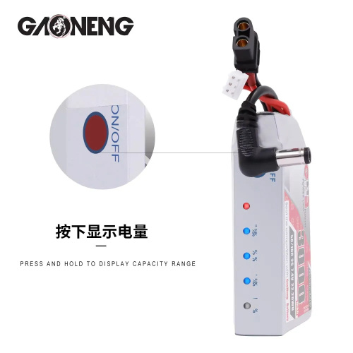 Аккумулятор Li-po Gaoneng GNB 3000mah 2S1P 7.4V for 5C 21x38x73mm для fat shark HDO & DJI goggles XT60 и DC5.5 фото 2