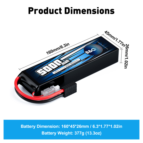 Аккумулятор Li-po B&C 5000 MAH 11.1V (3s) 90C, TRX, Soft case фото 2