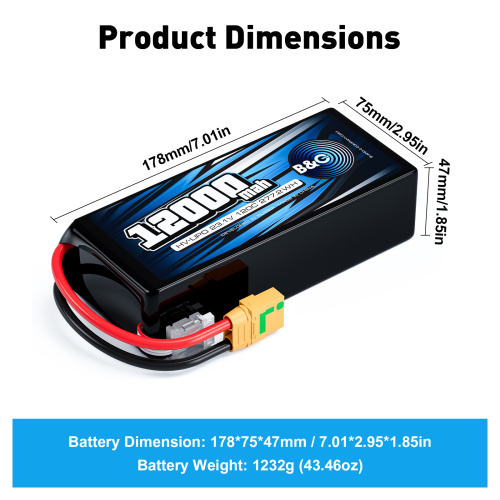 Аккумулятор Lipo B&C 12000 MAH 22.8V (6sHV) 120C, XT90S, Soft case фото 2