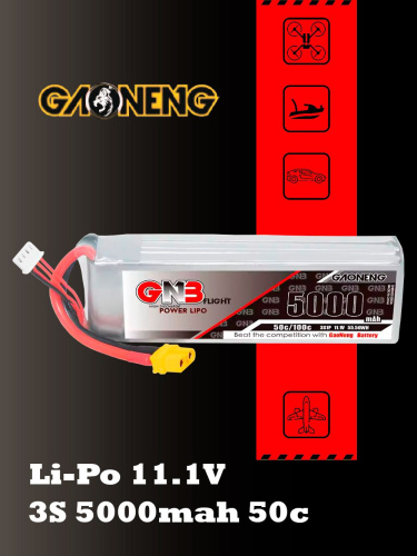 Аккумулятор Li-po Gaoneng GNB 5000mah 3S1P 11.1V 50C 30x44x139mm XT60