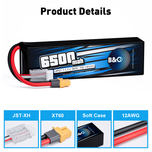 Аккумулятор Li-po B&C 6500 MAH 11.1V (3s) 90C, XT60, Soft case фото 3