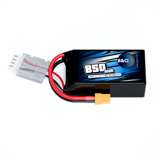 Аккумулятор Li-po B&C 850 MAH 11.1v (3s) 75C, XT30, Soft case