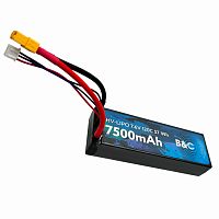 Аккумулятор Li-po B&C 7500 MAH 7.6v (2s HV), 120C, 4mm + XT60, Hardcase