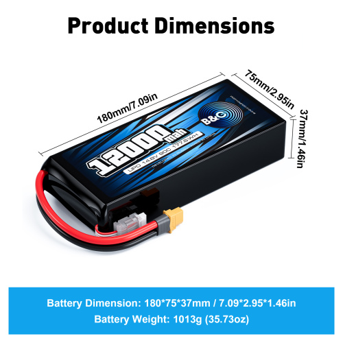 Аккумулятор Li-po B&C 12000 MAH 14.8V (4s) 90C, XT60, Soft case фото 2