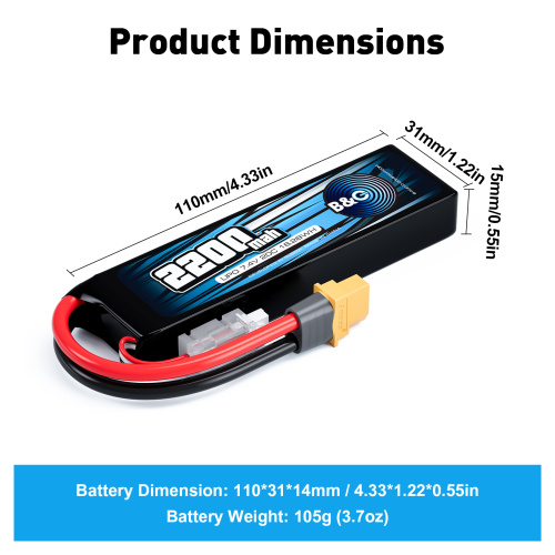 Аккумулятор Li-po B&C 2200 MAH 7.4V (2s) 20C, XT60, Soft case фото 2