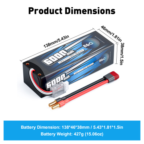 Аккумулятор Li-po B&C 6000 MAH 11.1v (3s) 90C, 5mm + T-plug, Hard case фото 2