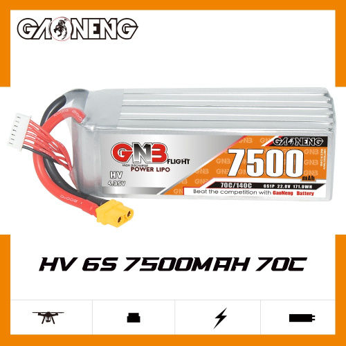 Аккумулятор Li-po Gaoneng GNB 7500mah 6S1P 22.8V HV 70C 60x44x141mm XT60