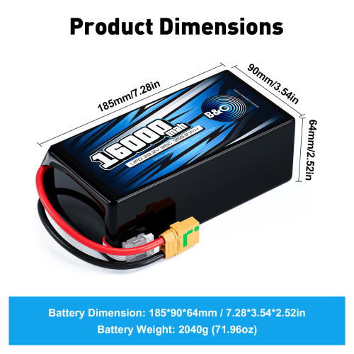 Аккумулятор Li-po B&C 16000 MAH 22.2V (6s) 25C, XT90S, Soft case (для FPV дронов) фото 2