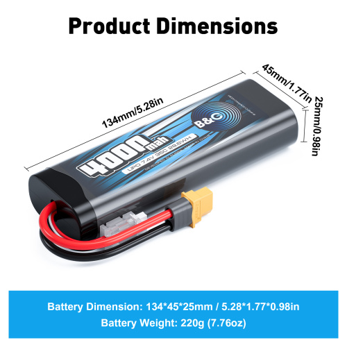 Аккумулятор Li-po B&C 4000 MAH 7.4v (2s) 35C, XT60, Закругленный-Hard case фото 2