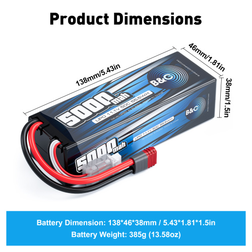 Аккумулятор Li-po B&C 5000 MAH 11.1V (3s) 50C, T-Plug, Hard case фото 2