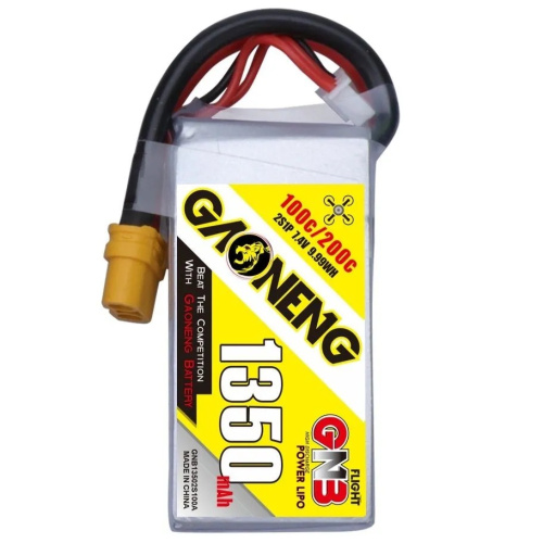 Аккумулятор Li-po Gaoneng GNB 1350mah 2S1P 7.4V 100C 16x34x70mm фото 2