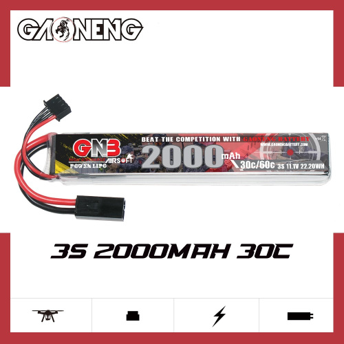 Аккумулятор для страйкбола Li-po Gaoneng GNB 2000MAH 3S1P 11.1V 30C 25x20x130mm Mini Tamiya