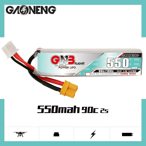 Аккумулятор Li-po Gaoneng GNB 550mah 2S1P 7.4V 90C 12x18x69mm