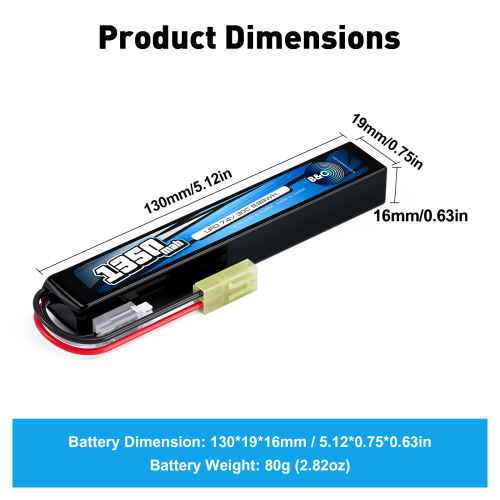 Аккумулятор для страйкбола Li-po B&C 1350 MAH 7.4V (2s) 30C, Mini Tamiya, Soft case фото 2
