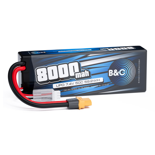 Аккумулятор Li-po B&C 8000 MAH 7.4v (2s), 50C, XT60, Hardcase