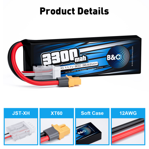 Аккумулятор Li-po B&C 3300 MAH 11.1v (3s) 90C, XT60, Soft case фото 3