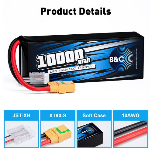 Аккумулятор Li-po B&C 10000 MAH 14.8V (4s) 90C, XT90S, Soft case фото 3