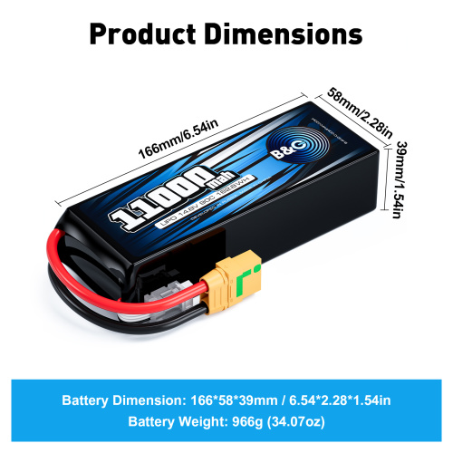 Аккумулятор Li-po B&C 11000 MAH 14.8V (4s) 90C, XT90S, Soft case фото 2