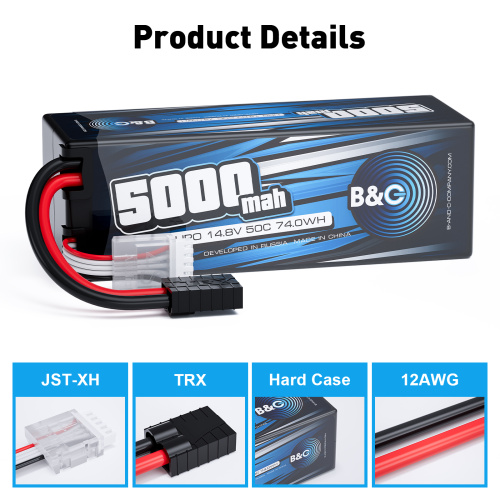 Аккумулятор Li-po B&C 5000 MAH 14.8v (4s) 50C, TRX, Hard case фото 3