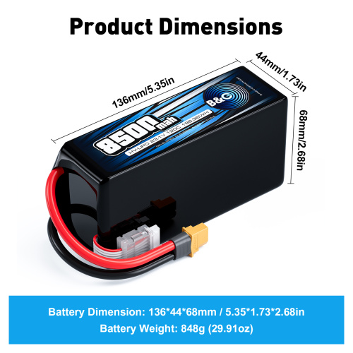 Аккумулятор Lipo B&C 8500 MAH 22.8v (6s HV), 120С, XT60, Softcase фото 2