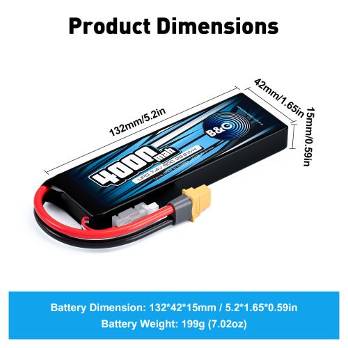 Аккумулятор Li-po B&C 4000 MAH 7.4V (2s) 50C, XT60, Soft case фото 2
