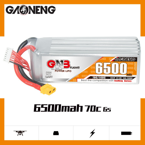 Аккумулятор Li-po Gaoneng GNB 6500mah 6S1P 22.8V HV 70C 52x44x141mm XT60