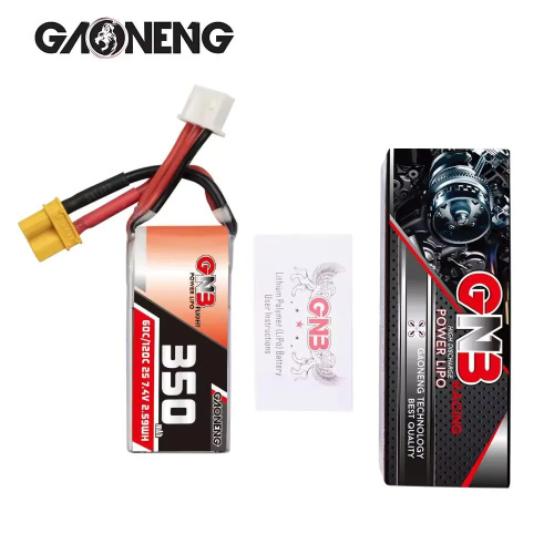 Аккумулятор Li-po Gaoneng GNB 350mah 2S1P 7.4V 60C 12x20.5x45mm XT30 фото 5