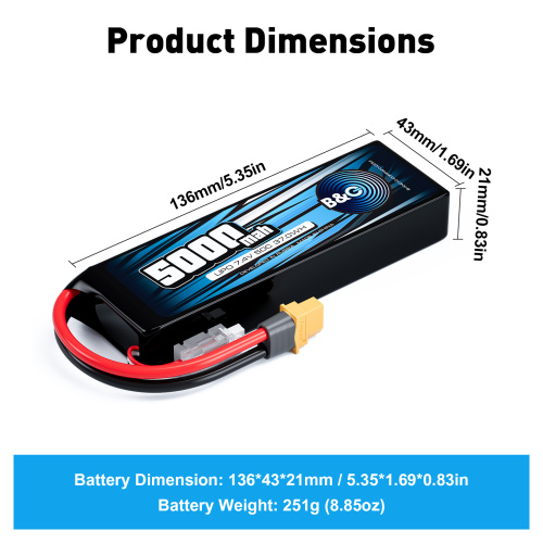 Аккумулятор Li-po B&C 5000 MAH 7.4v (2s), 50C, XT60, Soft case фото 2