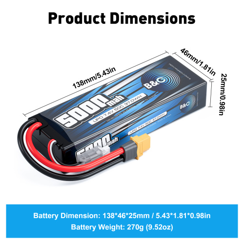 Аккумулятор Li-po B&C 7000 MAH 7.4v (2s), 50C, XT60, Hardcase фото 2
