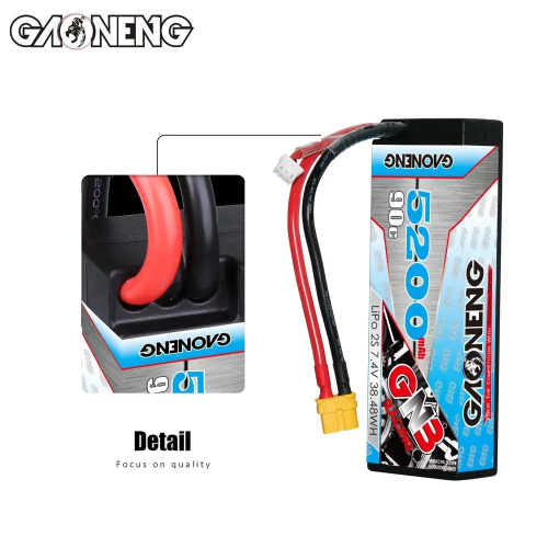 Аккумулятор Li-po Gaoneng GNB 5200MAH 7.4V 2S1P 90C 25.1x47x139mm XT60 фото 5