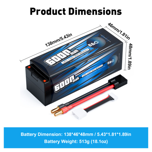 Аккумулятор Li-po B&C 6000 MAH 14.8v (4s) 90C, 5mm + TRX, Hard case фото 2