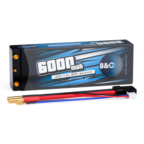 Аккумулятор Li-po B&C 6000 MAH 7.4v (2s), 90C, 4мм + TRX, Hard case