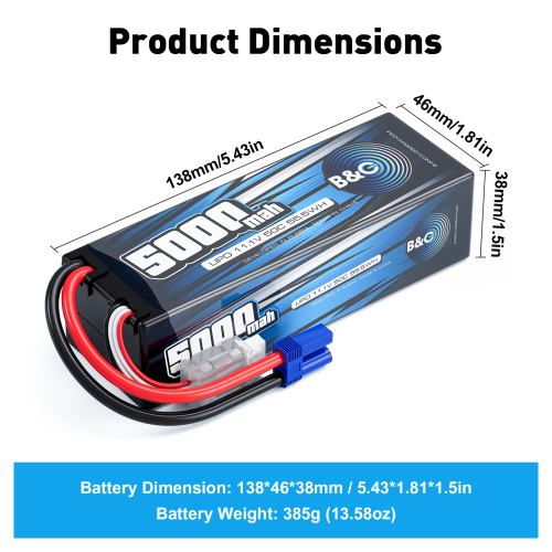 Аккумулятор Li-po B&C 5000 MAH 11.1V (3s) 50C, EC5, Hard case фото 2