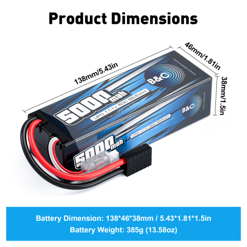 Аккумулятор Li-po B&C 5000 MAH 11.1V (3s) 50C, TRX, Hard case фото 2