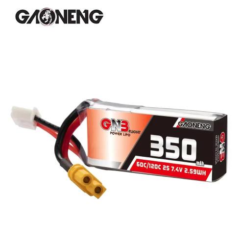 Аккумулятор Li-po Gaoneng GNB 350mah 2S1P 7.4V 60C 12x20.5x45mm XT30 фото 3