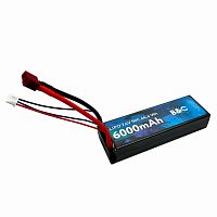 Аккумулятор Li-po B&C 6000 MAH 7.4v (2s), 90C, 4мм + T-Plug, Hard case